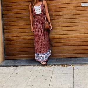 Elephant Boho Sleeveless Maxi Dress Size Small